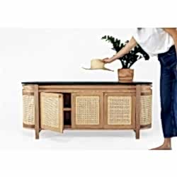 Klasik Delikli Doğal Bambu Hasır 60 Cm Esmer Renk