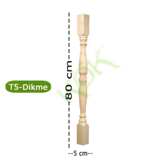 T5 Merdiven Dikmesi Klasik Model Fitilli 5*5*80 Cm Kayın