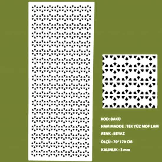 Mdf Seperatör 3 mm Bakü 70*170 Cm Beyaz