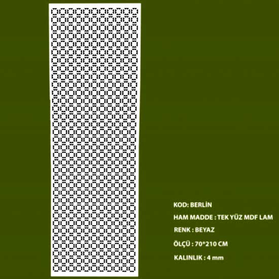 Mdf Seperatör 4 mm Berlin Beyaz