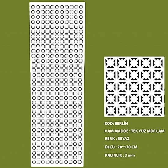 Mdf Seperatör 3 mm Berlin Beyaz