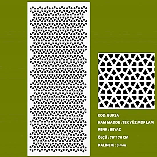 Mdf Seperatör 3 mm Bursa 70*170 Cm Beyaz