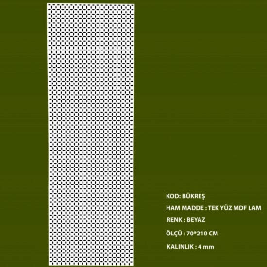 Mdf Seperatör 4 mm Bükreş Beyaz