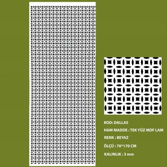 Mdf Seperatör 3 mm Dallas 70*170 Cm Beyaz