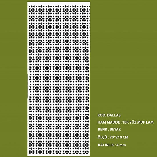 Mdf Seperatör 4 mm Dallas Beyaz