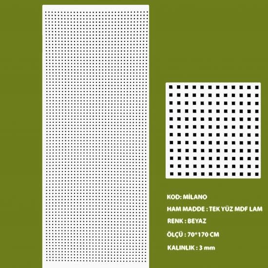 Mdf Seperatör 3 mm Milano 70*170 Cm Beyaz
