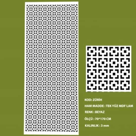 Mdf Seperatör 3 mm Zürih 70*170 Cm Beyaz